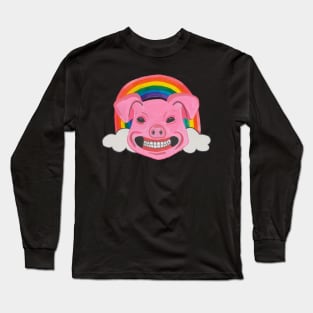 Pink pig head with rainbow Long Sleeve T-Shirt